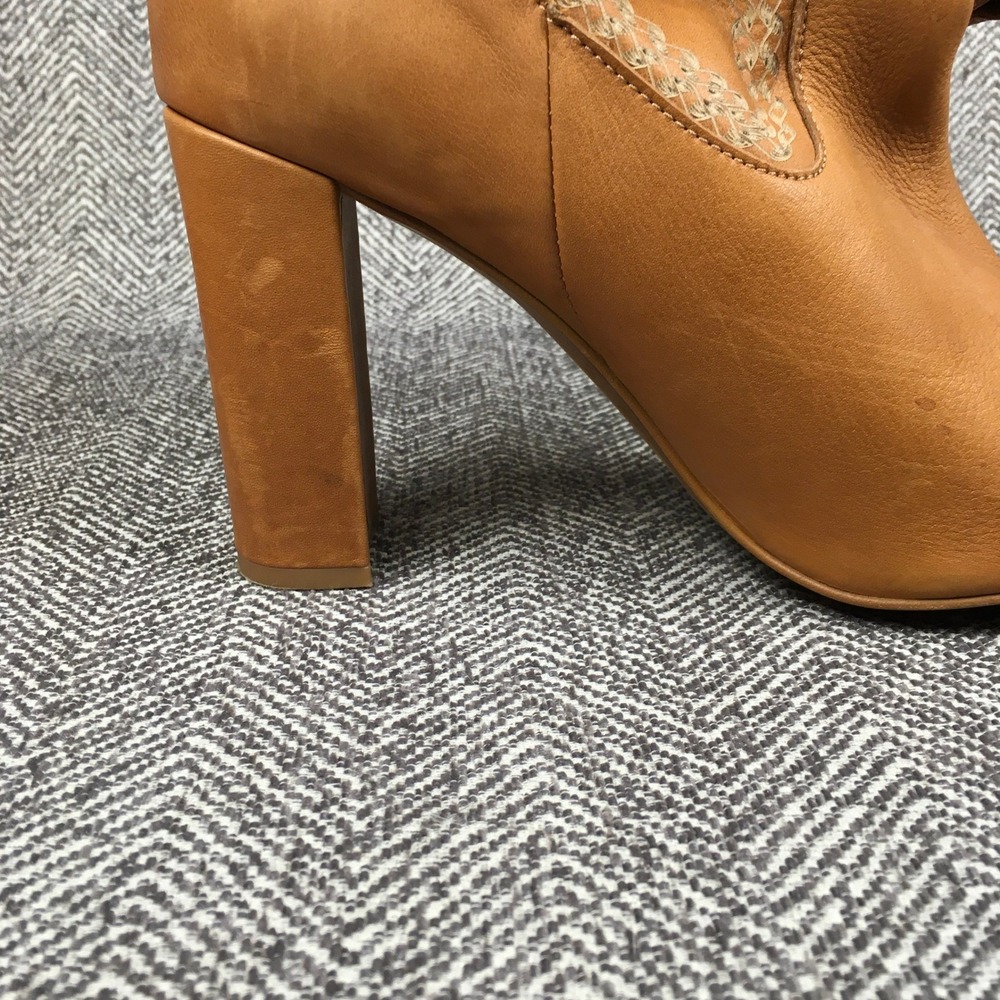 Anthropologie Tan Leather Tall Block Heel Boots Made Spain Sz 41 (10/10.5 US) - Picture 10 of 10